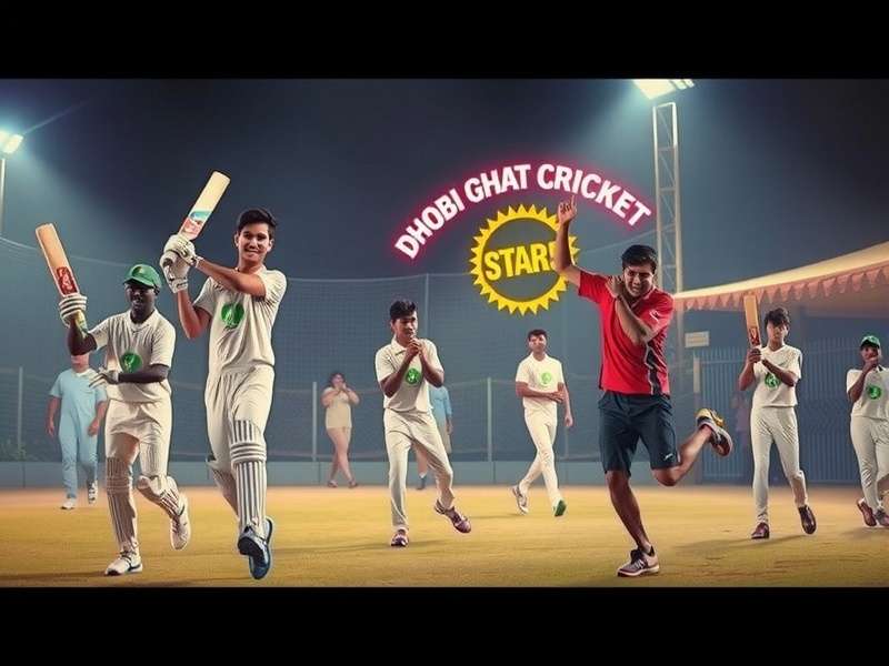 Dhobi Ghat Cricket Stars game banner showing street cricket action